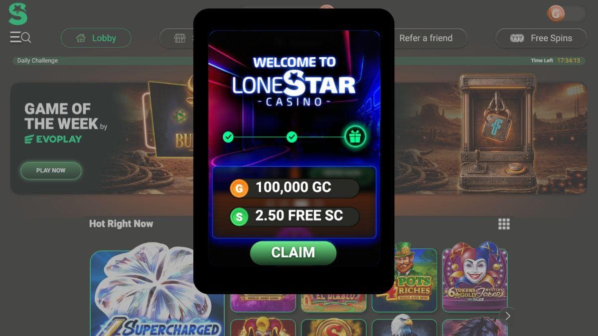 lonestar casino no deposit bonus screenshot