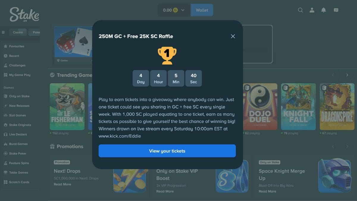 Stake bonus screenshot