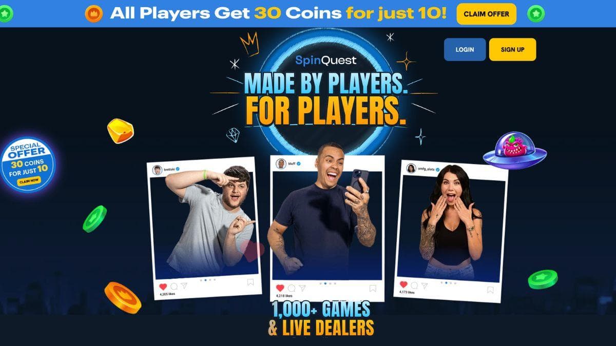 screenshot of spinquest site like baba casino