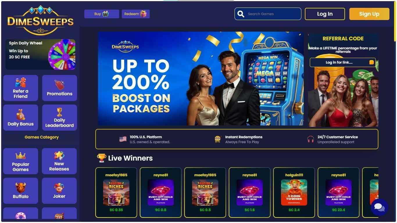 screenshot of dimesweep home page