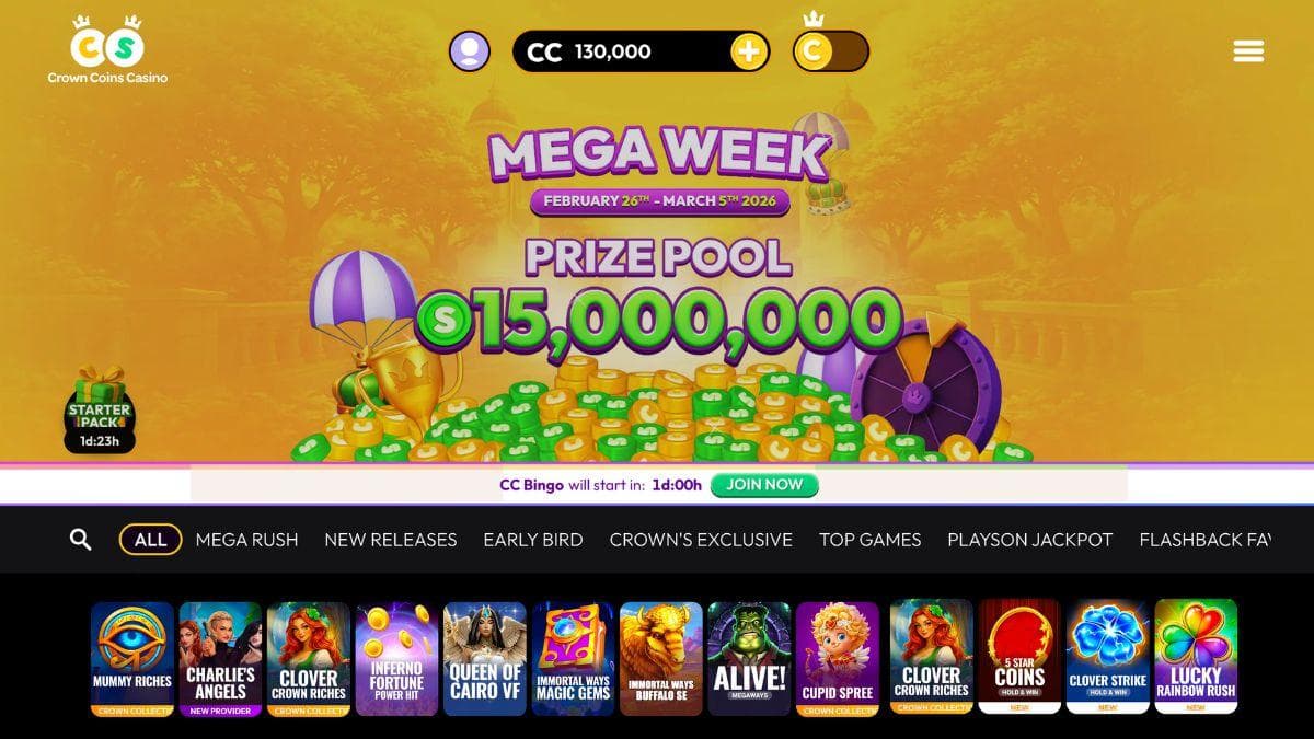 screenshot of crown coins site like mcluck