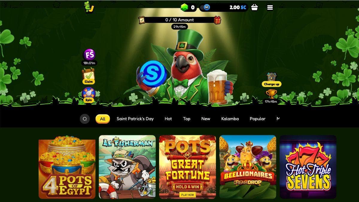 screenshot of sweepjungle casino site like rolla